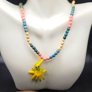 African wooden pastel colorful‎ octopus necklace